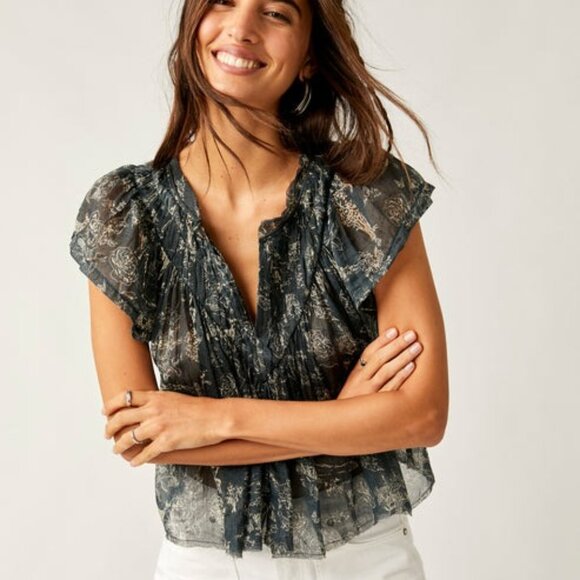Free People Printed Padma Top Medium NWT - Picture 1 of 15